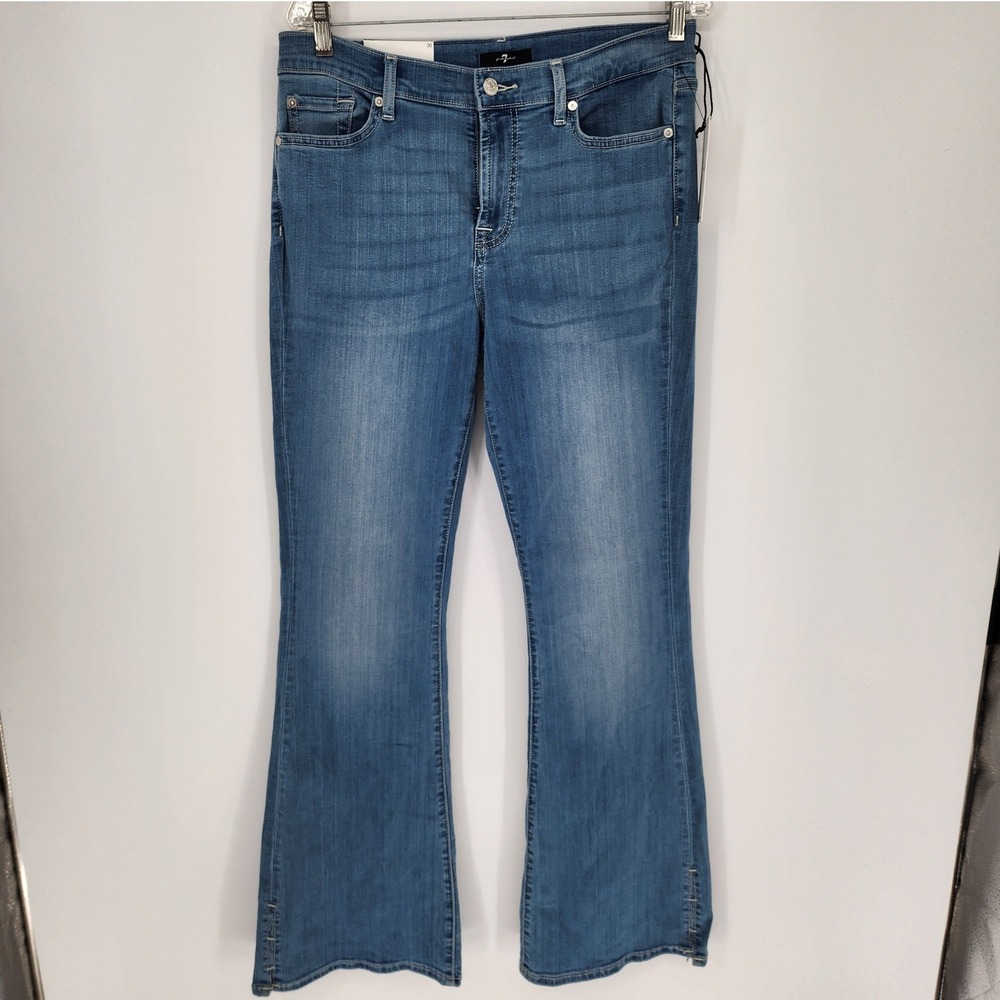 7 For All Mankind NEW High Waist Ali Flare Jeans 30 New Blue Denim Classic Flare